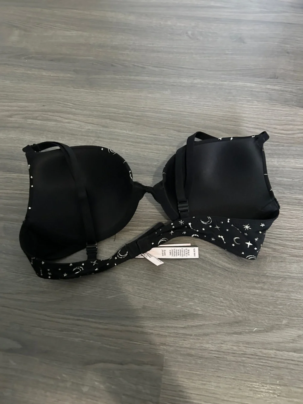 Victoria's Secret Black and Silver Celestial Print Push-Up Bra - Picture 2 of 5
